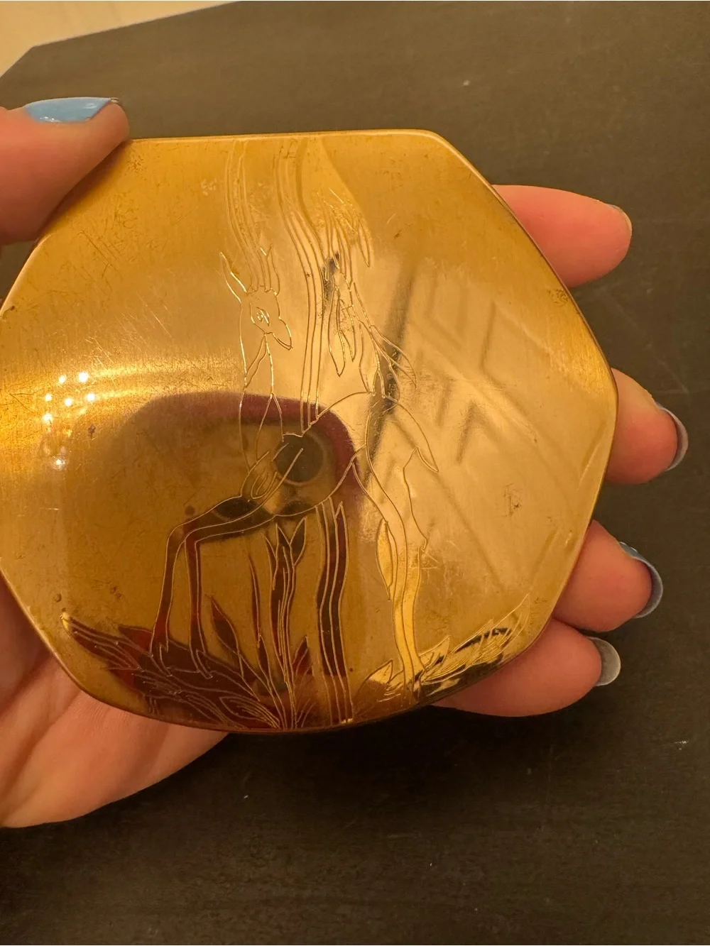 Vintage Antique Elgin American Powder Compact Gazelle Deer